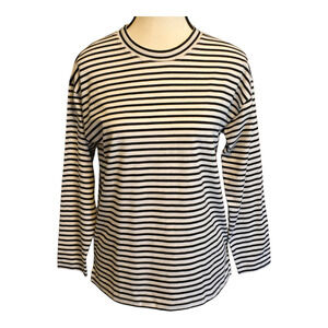 AYR The French Fry Striped Tee Classic XS Black White 100% Pima Cotton Preppy